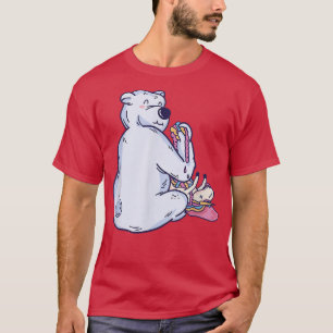 Polar bear eats unicorn on Dead Unicorn T-Shirt