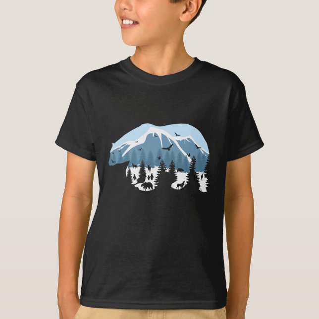 Polar Bear Eskimos Wolf Nature Wildlife  T-Shirt (Front)