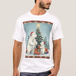 Polar Bear Family Christmas Celebration T-Shirt