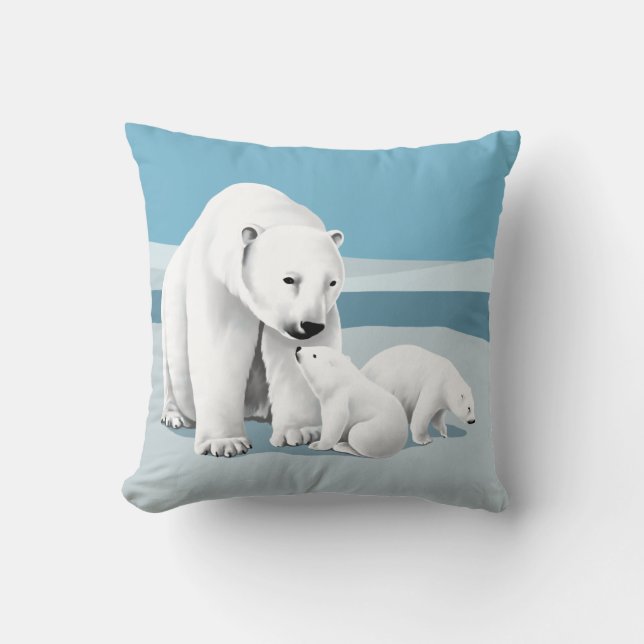 Polar Bear Family Cushion (Front)
