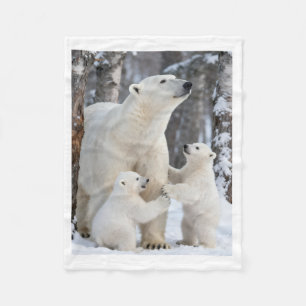 Polar Bear Family in Snow Throw Blanket
