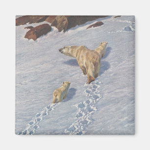 Polar Bear Family in the Arctic Snow Magnet