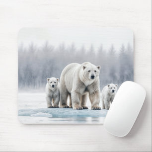 Polar Bear Family On an Ice Floe Mouse Mat
