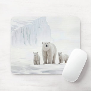 Polar Bear Family On Ice Mouse Mat