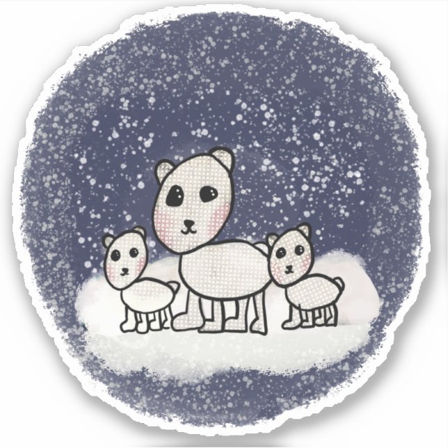 Polar Bear Family Sticker (Front)