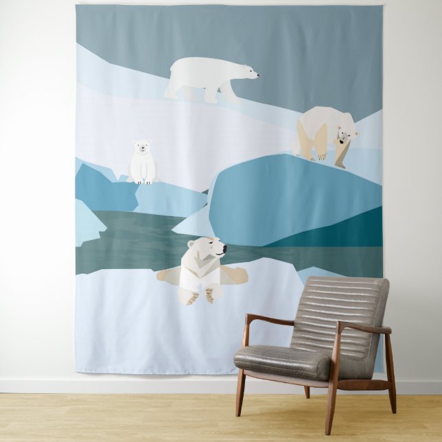 polar bear family tapestry (In Situ)