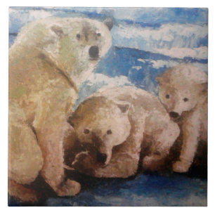 Polar Bear Family Tile
