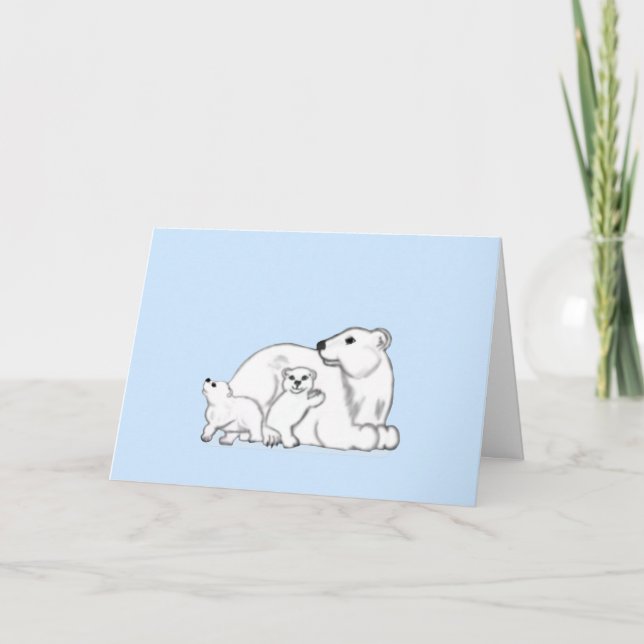 Polar Bear Family Winter Love Card (Front)