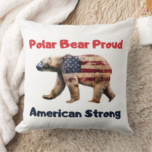 Polar Bear Flag America Cushion
