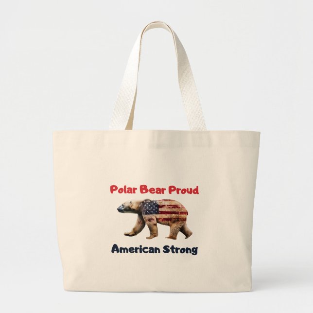 Polar Bear Flag America Large Tote Bag (Front)