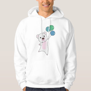 Polar Bear Flies With Balloons Cute Animals Polar Hoodie