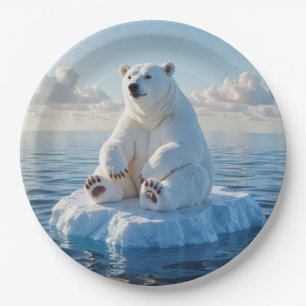 Polar Bear Floating On an Ice Floe Paper Plate