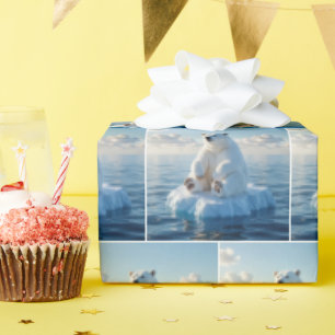 Polar Bear Floating On an Ice Floe Wrapping Paper