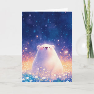 Polar Bear Floral World Card
