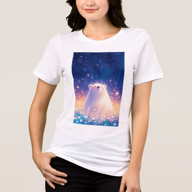 Polar Bear Floral World Tri-Blend Shirt (Front)