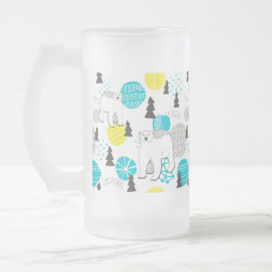Polar bear frosted glass beer mug