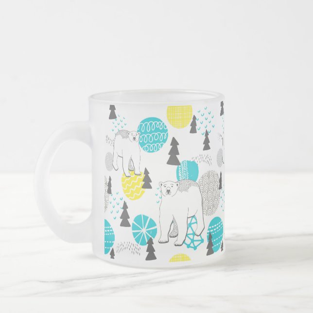 Polar bear frosted glass coffee mug (Left)