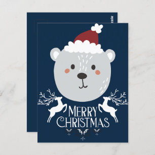 Polar Bear Funny Christmas Holidays Navy Postcards