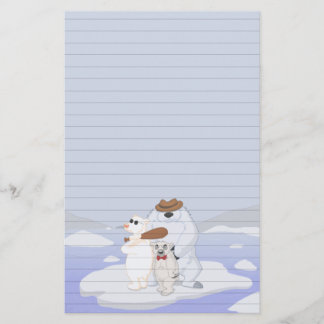 Polar Bear Gang on Ice Stationery (Ruled)