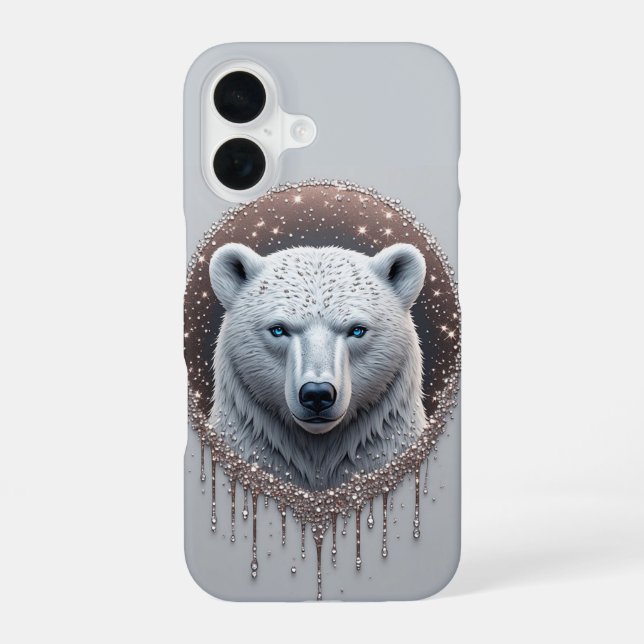 Polar Bear Geometric Portrait With Arctic Style iPhone 16 Case (Back)