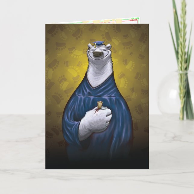 Polar Bear Graduation Card Blue (Front)