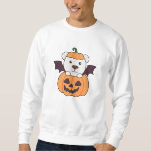 Polar Bear Halloween Pumpkin Bat Costume Sweatshirt