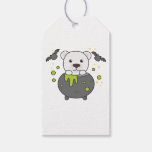 Polar Bear Happy Halloween Cauldron Bat Gift Tags