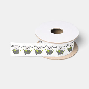 Polar Bear Happy Halloween Cauldron Bat Satin Ribb Ribbon