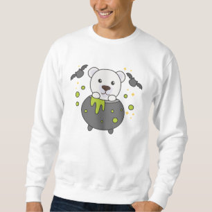 Polar Bear Happy Halloween Cauldron Bat Sweatshirt
