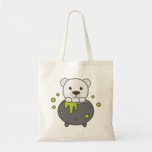Polar Bear Happy Halloween Cauldron Bat Tote Bag