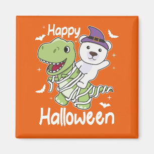 Polar Bear Happy Halloween T-rex Mummy Costume Magnet