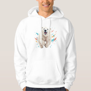 Polar Bear Happy Playful Fun Jumping Air Joyful Hoodie