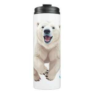 Polar Bear Happy Playful Fun Jumping Air Joyful Thermal Tumbler