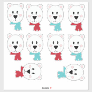 Polar Bear Heads with Scarves