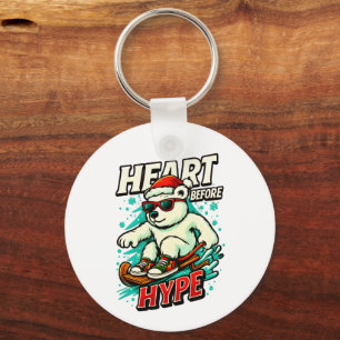 Polar Bear Heart Before Hype Round Aluminum Christ Key Ring