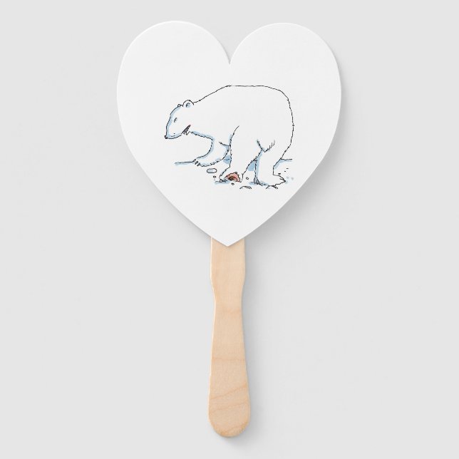 Polar Bear heart hand fans (Front)
