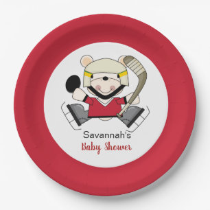Polar Bear Hockey Player Custom Paper Plate