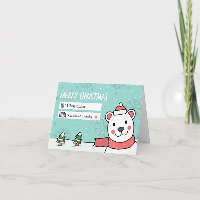 Polar Bear Holiday Money Gift Card (Front)