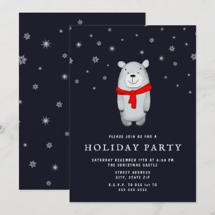 Polar Bear Holiday Party Invitation