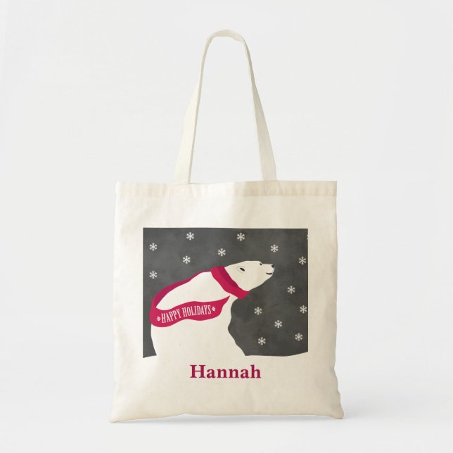 Polar Bear Holiday Tote Bag (Front)