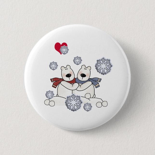 Polar Bear Hug 6 Cm Round Badge (Front)