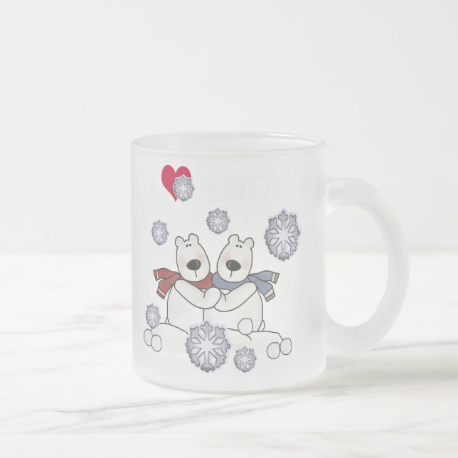 Polar Bear Hug Frosted Glass Coffee Mug (Right)