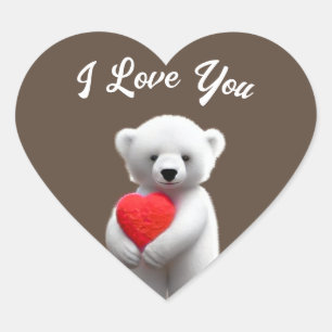 Polar Bear I Love You Heart Sticker
