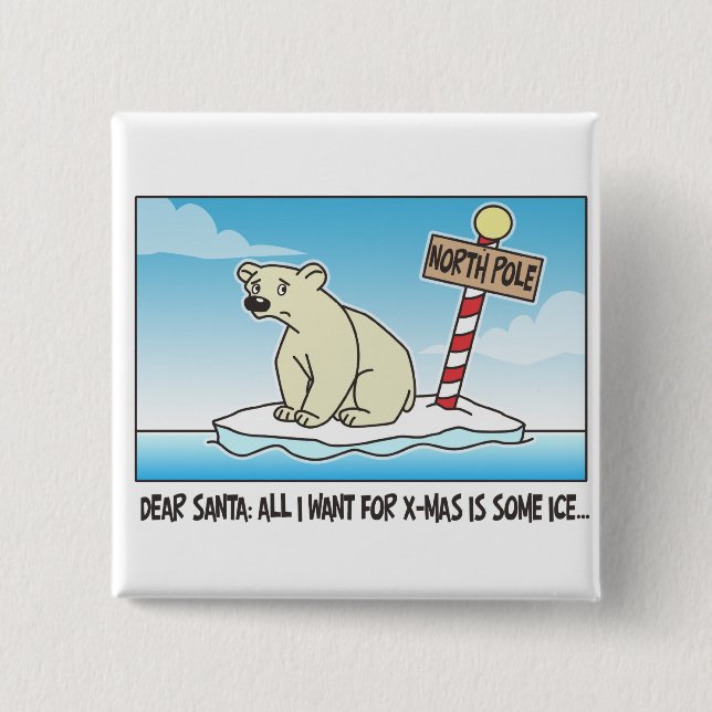 Polar Bear Ice Christmas 15 Cm Square Badge (Front)