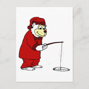 Polar Bear Ice Fishing Postcard