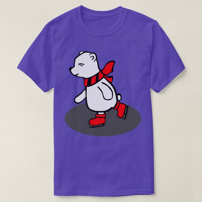 Polar Bear Ice Skating Funny Winter Gift Idea 1 T-Shirt (Design Front)