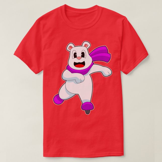 Polar bear Ice skating Ice skates T-Shirt (Design Front)