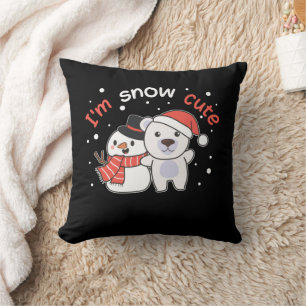 Polar Bear I'm Snow Cute Snowman Snow Pun Cushion
