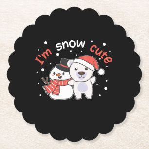Polar Bear I'm Snow Cute Snowman Snow Pun Paper Coaster