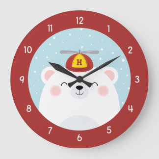 Polar Bear in a Propeller Hat with Initial Large Clock